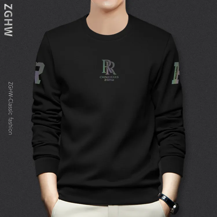 ZGHW卫衣男春秋款圆领潮流字母印花套头无帽衫长袖休闲百搭打底衫
