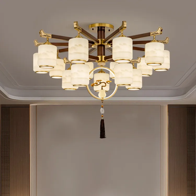 新中式全铜吊灯轻奢别墅大气餐厅卧室复古新款客厅灯中国风吸顶灯