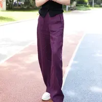 【气质显瘦100亚麻】高端女装高腰宽松纯色亚麻休闲裤MG1928