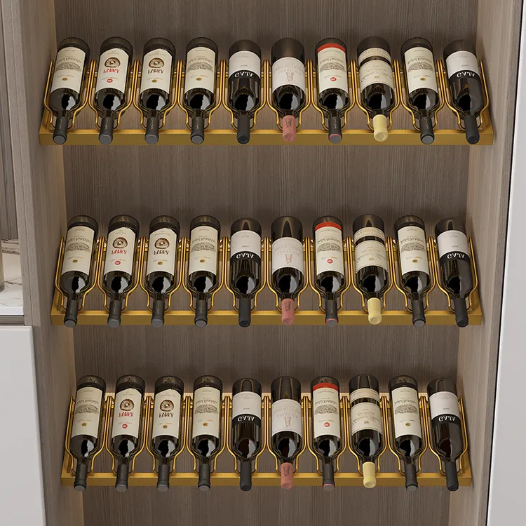 高端红酒架金属层架倒放葡萄酒装饰酒柜架子发光酒瓶层板定制黑色
