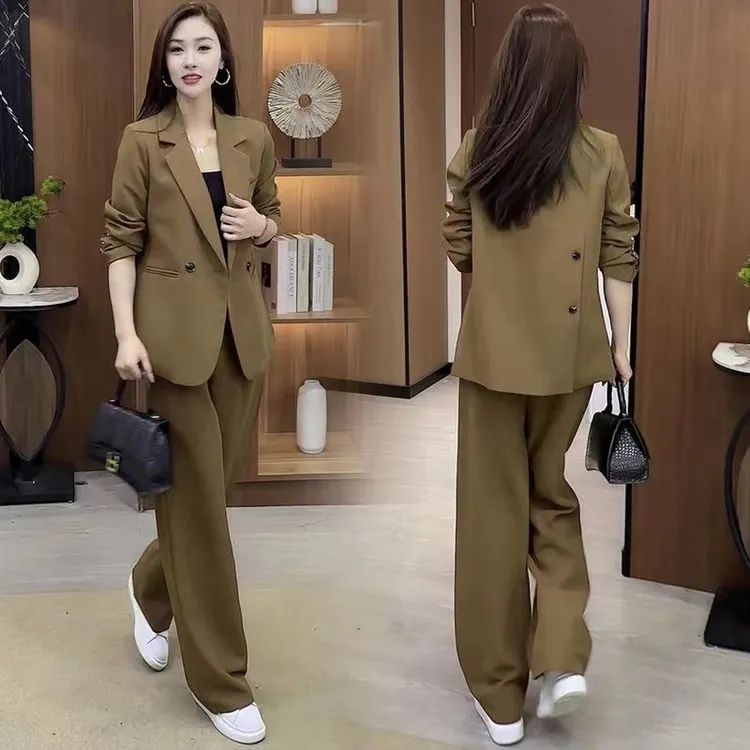 气质小西装套装女2024秋新款时尚洋气休闲职业装阔腿裤西服两件套