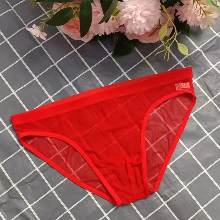 清凉舒爽男士三角裤网纱内裤透气超薄无痕速干中腰大码男士内裤男