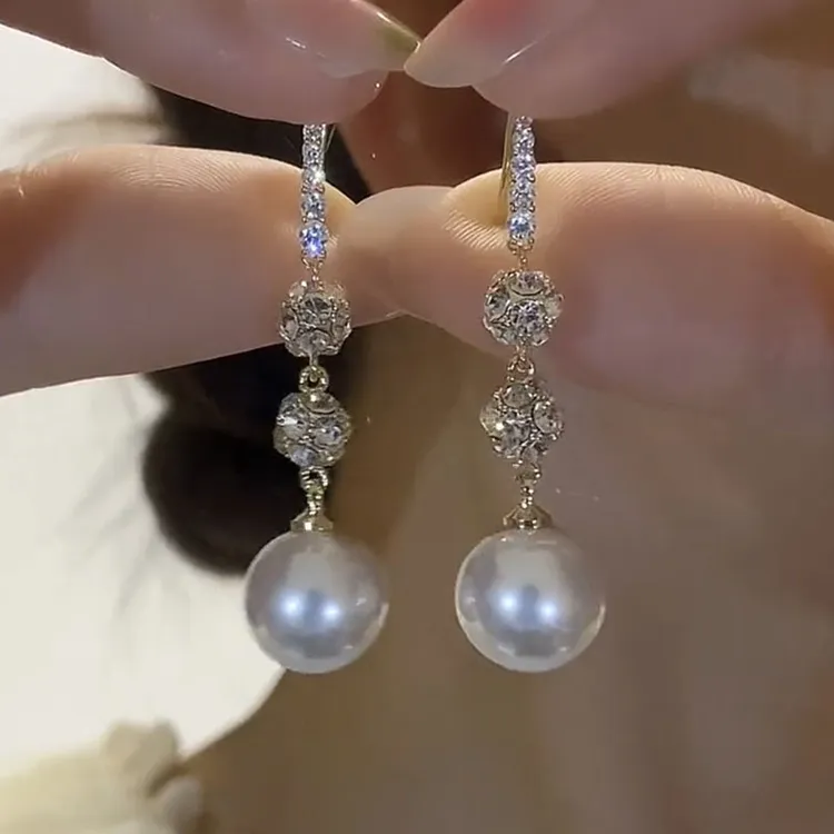 铜合金仿珍珠耳饰 【未央】气质时尚百搭长款精致耳环简约轻奢个性