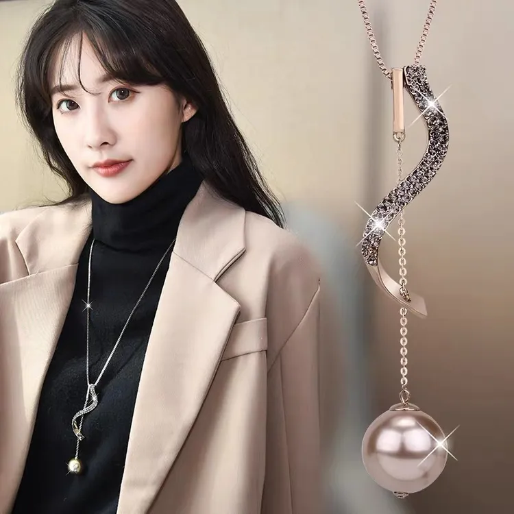 铜项链 毛衣链新款潮女冬天挂件百搭简约高档长款ins装饰项链女款