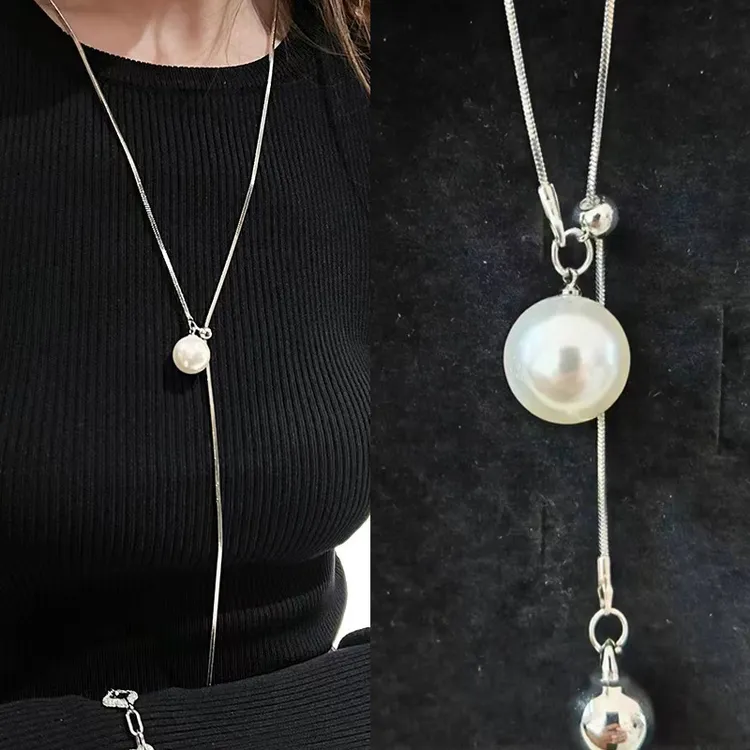 铜吊坠 韩版长款简约项链毛衣链女百搭流苏高级感服装挂绳饰品