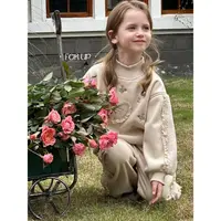 [FOR UP]冬季新款法式黛西花朵毛毛拼接套装244-FU-69823多色