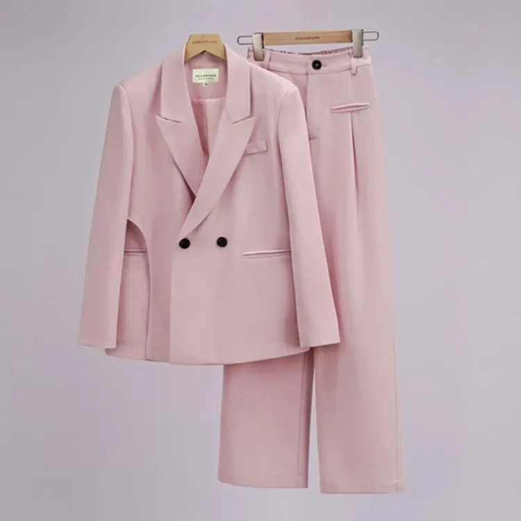 2023春秋新款女装套装休闲小众设计显瘦外套小西装阔腿裤两件套
