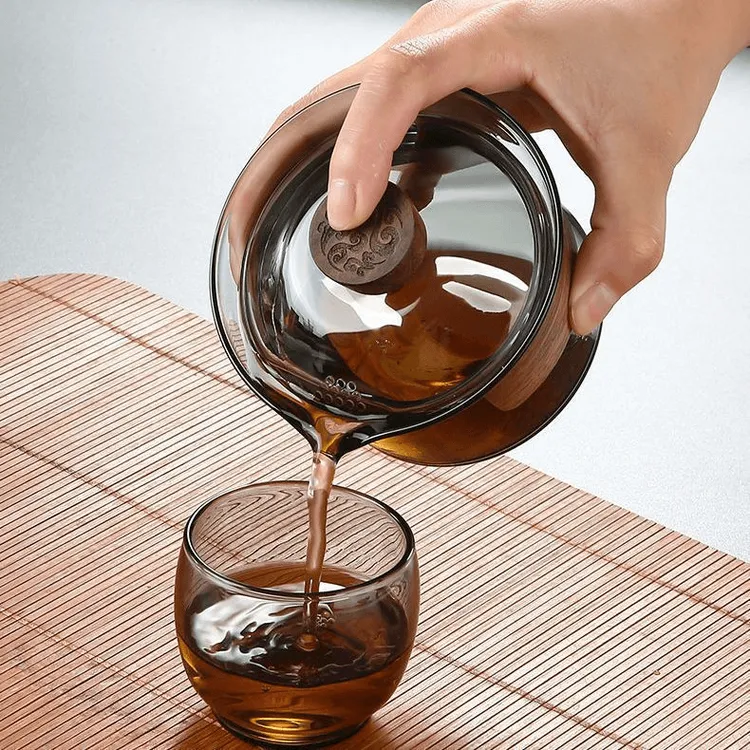 【玻璃盖碗】防烫盖碗泡茶碗大号功夫茶具茶碗带盖过滤过滤陶瓷带盖