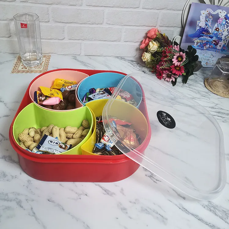 方形分格带盖糖果盒家用创意干果盒结婚糖果盘瓜子糖果收纳坚果盒