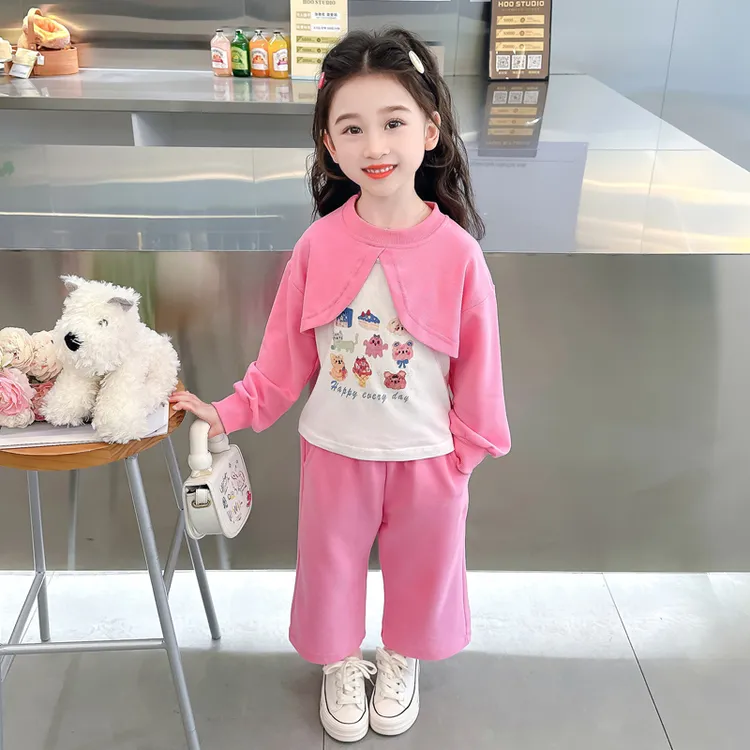 女童洋气运动套装春季2024新款韩版儿童卫衣阔腿裤宝宝休闲两件套