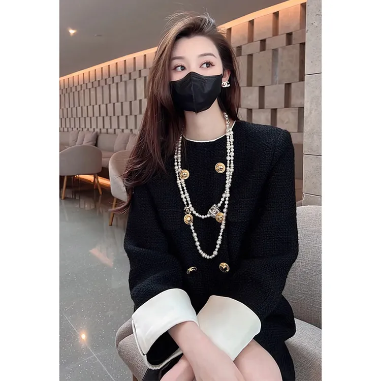 2022秋冬季新款女装气质名媛小黑裙小香风裙子法式富家千金连衣裙