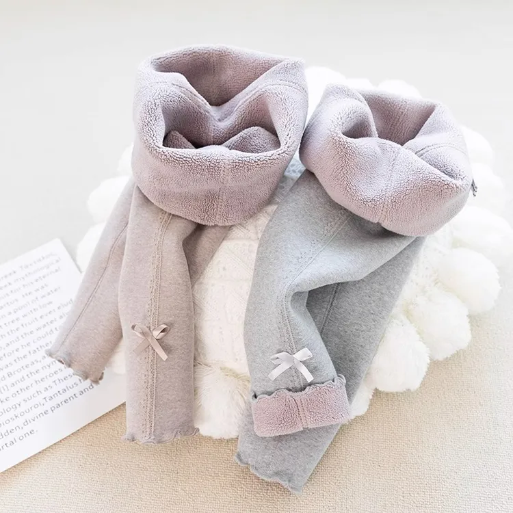 女童打底裤加绒24新款韩版简约一体绒冬款ins羊羔绒洋气外穿裤子