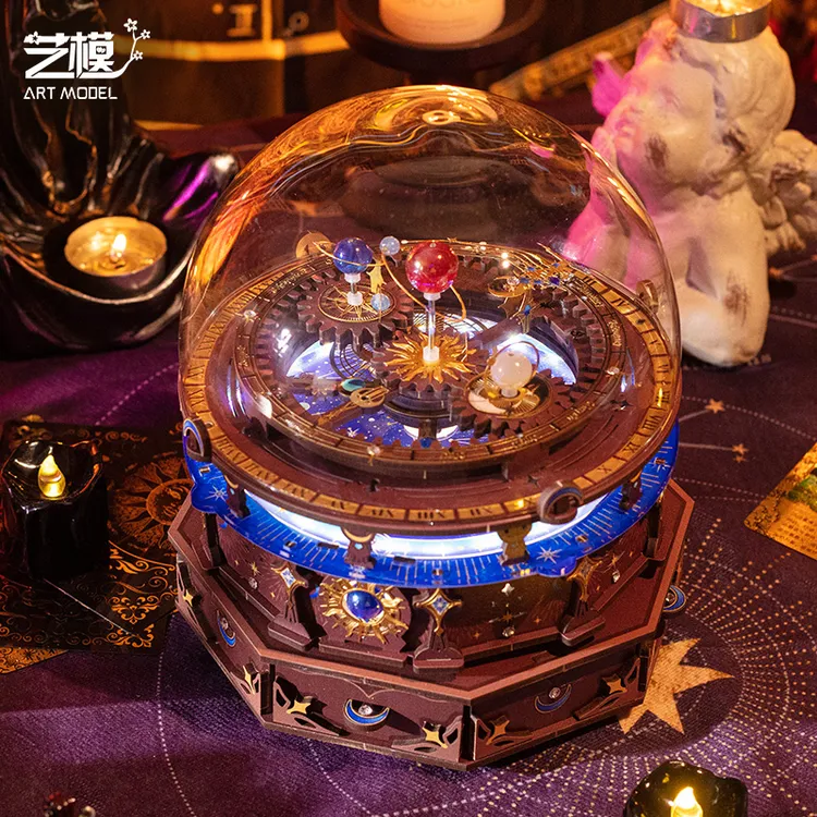 艺模梵宇星轨手工木质创意模型益智拼图摆件金属八音盒首饰盒DIY