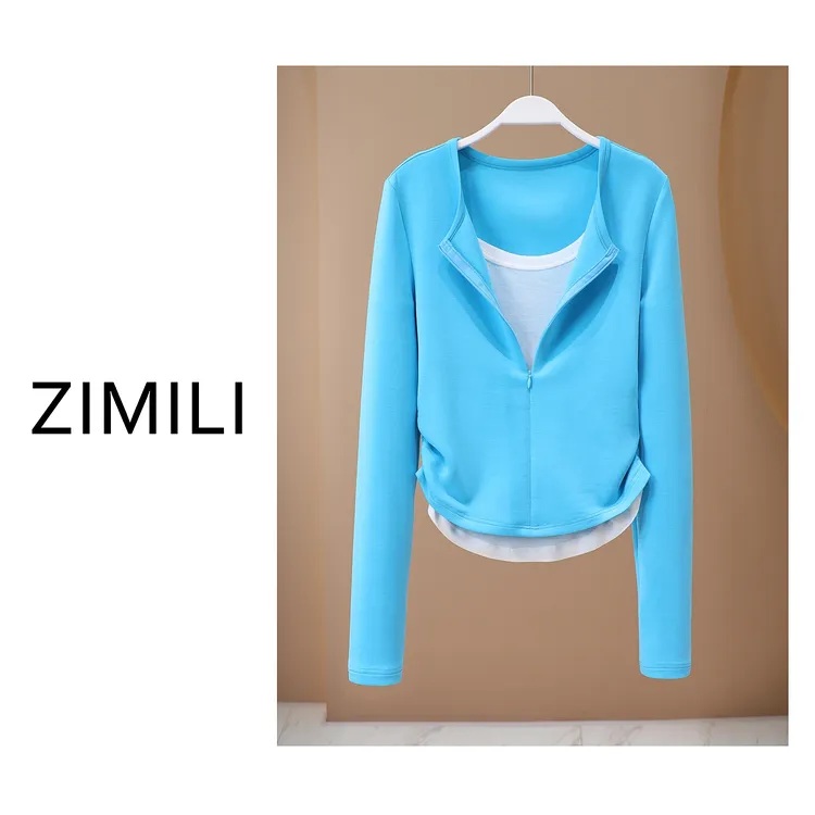 【亮哥女装】2025《神秘与宁静》海蓝色轻薄透气爽肤收腰上衣/5305-A8