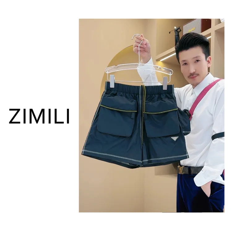 【亮哥女装】2025欧版工装风时尚百搭高克重黑色机能风短裤2954-H2