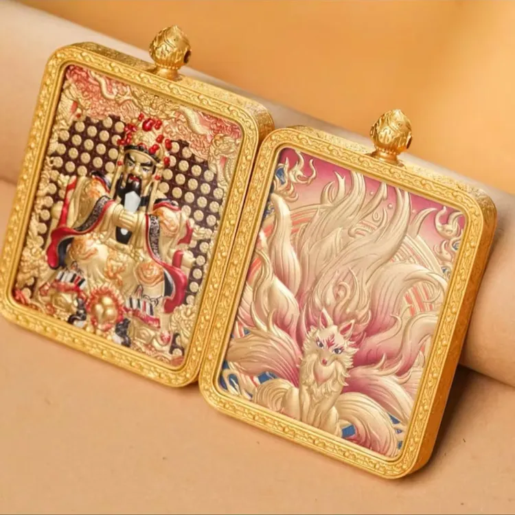 铜合金吊坠 铜合金项坠/吊坠九九五爷双面浮雕唐卡国风吊坠已祝福