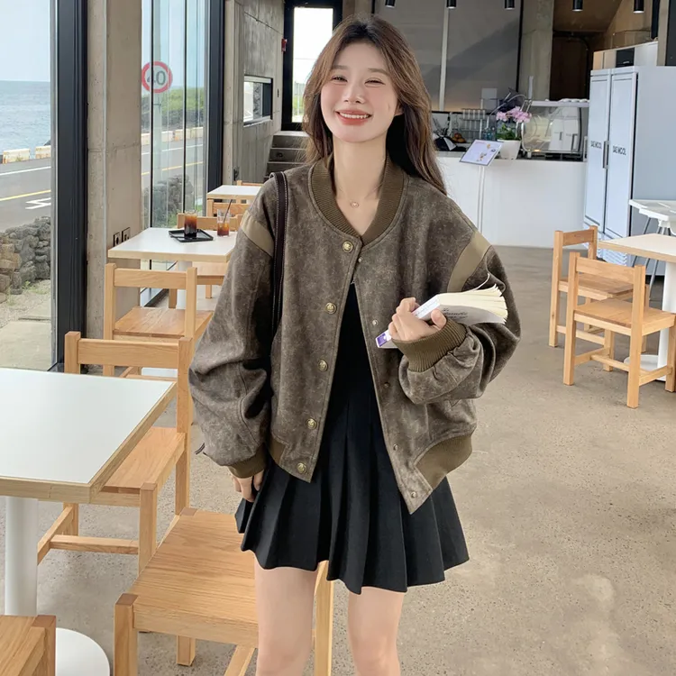 美拉德穿搭今年流行拼色棒球服外套早秋女2025新款学院风夹克上衣