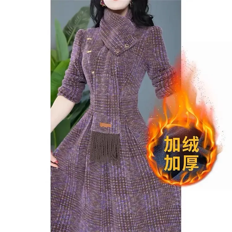 连衣裙2024新款女秋冬季十三行爆款高档品牌气质妈妈高级感配大衣