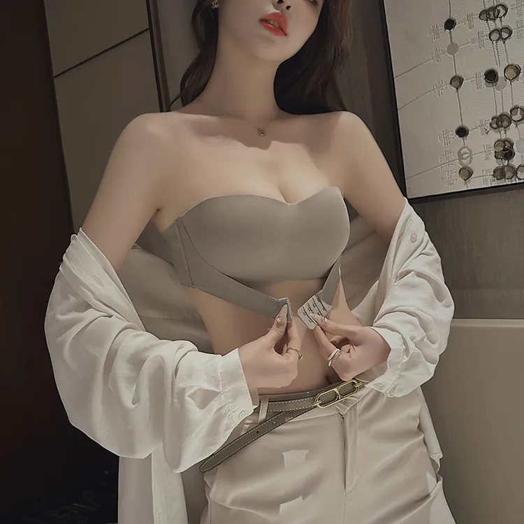 无肩带内衣女聚拢防滑小胸显大防走光裹抹胸婚纱专用隐形美背文胸