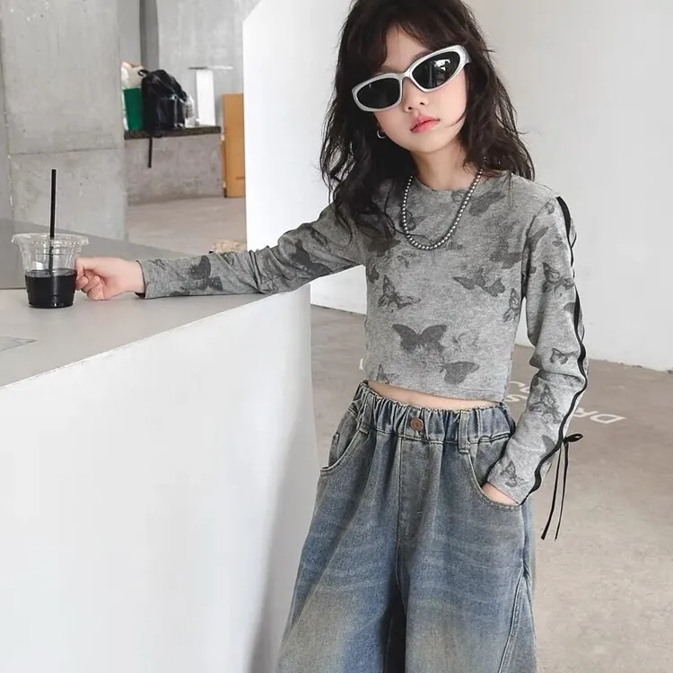 春装女童甜辣打底衫修身长袖T恤2025新款洋气大童女孩爵士舞上衣
