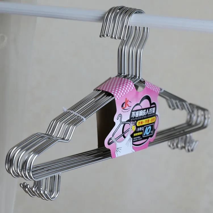 实心不锈钢衣架加粗带挂钩家用防滑晾晒衣挂厚衣服撑服装店衣撑子
