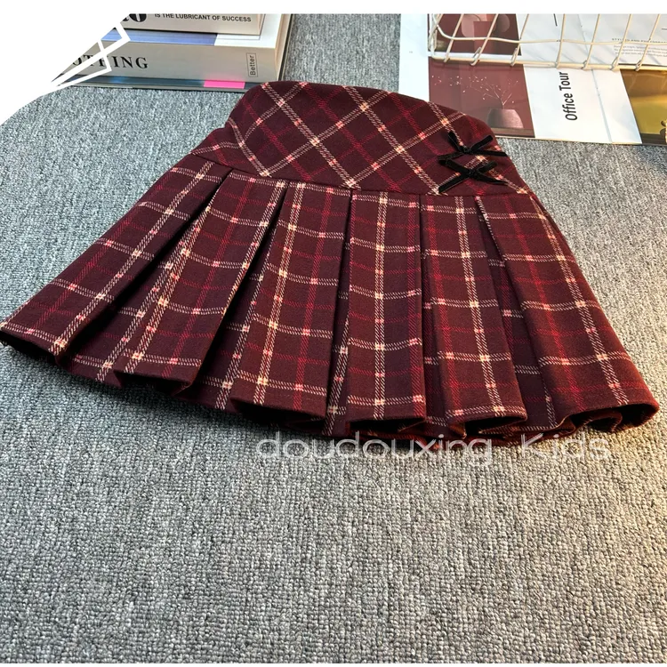 品牌童装2025秋冬季新品女童韩版复古格子学院风百搭时髦JK百褶裙