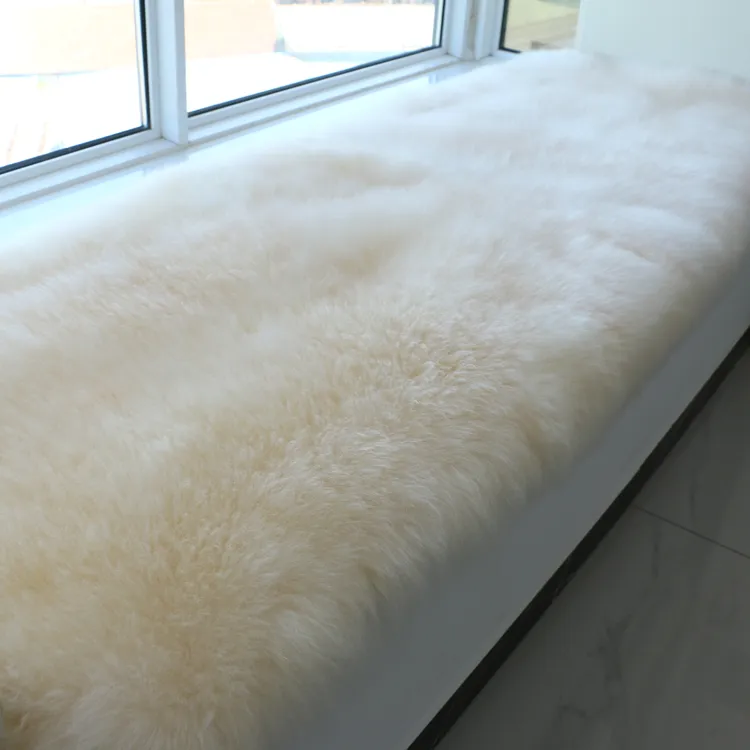 澳洲纯羊毛飘窗毯皮毛一体加厚欧式简约冬季毛绒窗台垫防滑定做