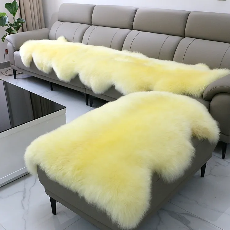 澳洲纯羊毛沙发垫防滑冬季加厚简约现代真皮毛一体贵妃毛绒坐垫毯