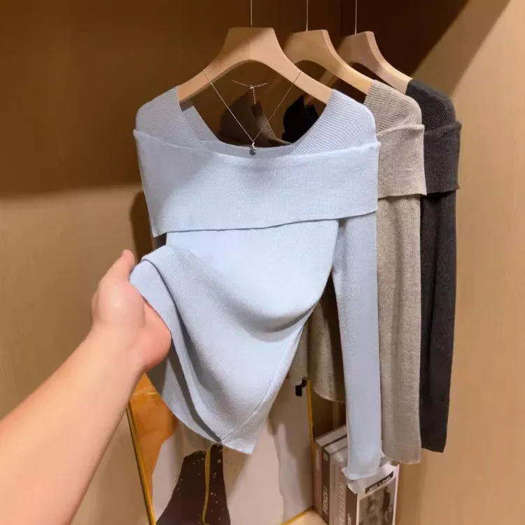 【运费补贴】不规则针织衫女设计感小众高级新款韩系别致长袖打底衫