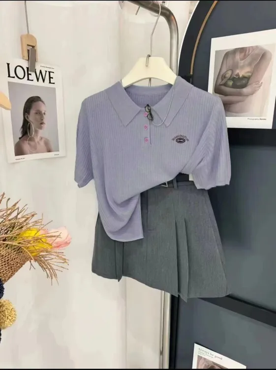 （662）大码女装胖mm刺绣针织短袖女2024年夏季新款宽松百搭上衣女