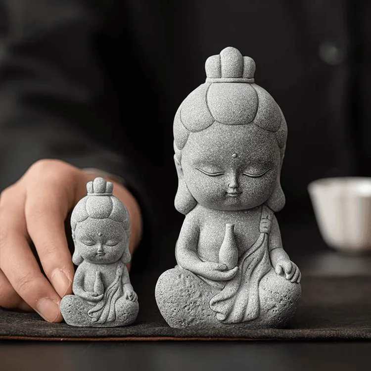 青砂石观音茶宠摆件功夫茶具高级适用茶玩鱼缸造景盆景鱼缸摆件