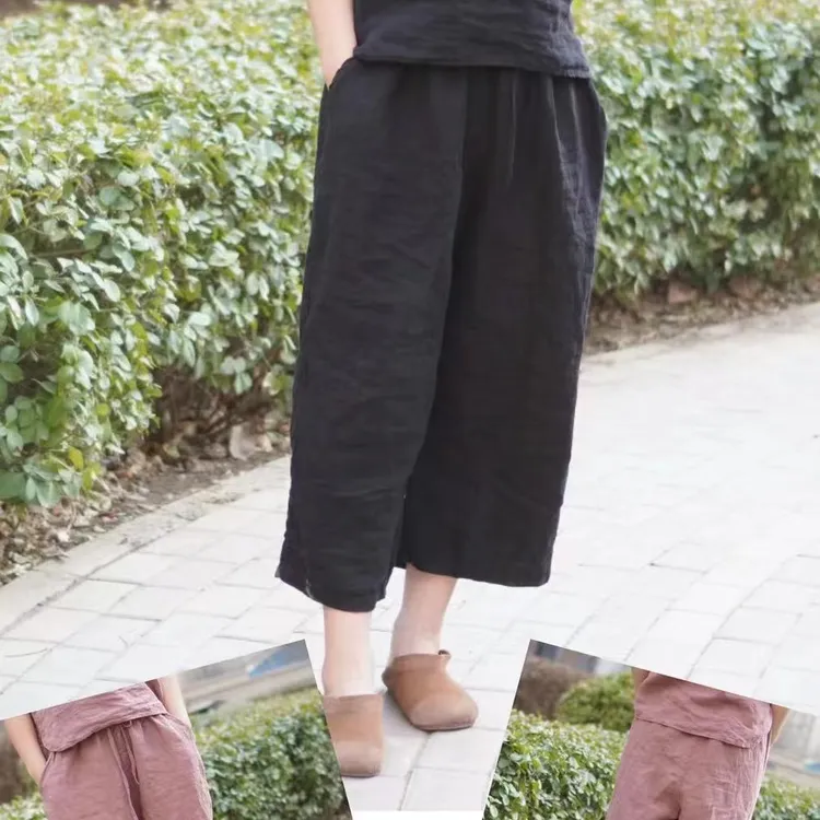 66010新款砂洗亚麻显瘦百搭直筒裤，臀围130，裤长80
