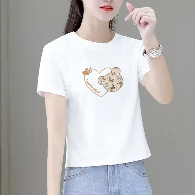 高档小个子短款t恤女夏季新款宽松洋气显瘦休闲百搭女士t恤短袖女