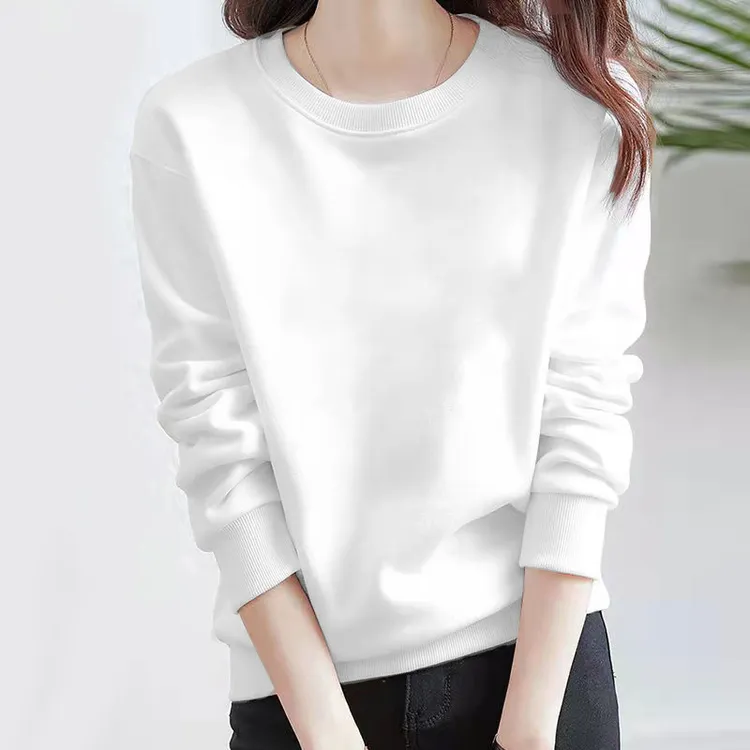 白色卫衣女宽松2025春季春秋新款休闲薄款百搭女士长袖圆领上衣女