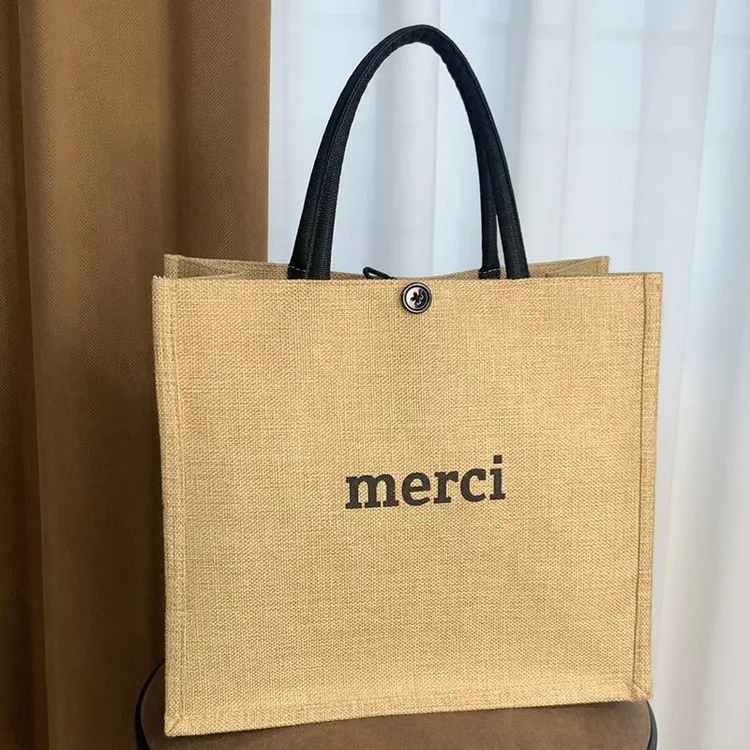 麻布女手提包2025新款大容量时尚便携手提袋百搭通勤上班托特包