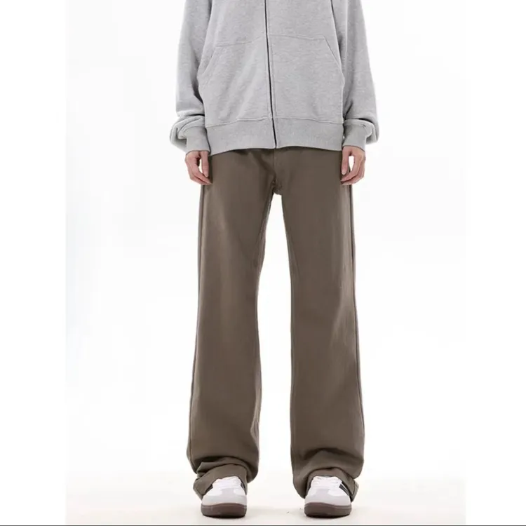 春夏美拉德咖色休闲裤男生美式潮牌复古cleanfit垂感直筒阔腿长裤