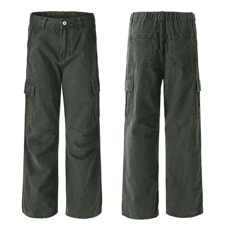 春夏新款美式复古潮牌工装裤男生潮流高级感阔腿休闲宽松直筒裤子