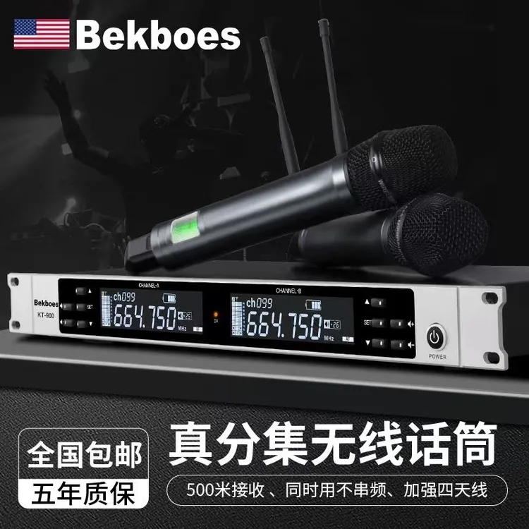 美国进口专业一拖二无线话筒家用会议舞台唱歌专业k歌话筒