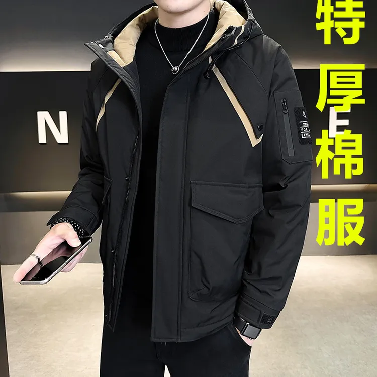 新款秋冬男士棉服时尚百搭潮流帅气连帽休闲棉衣男外套潮M1119
