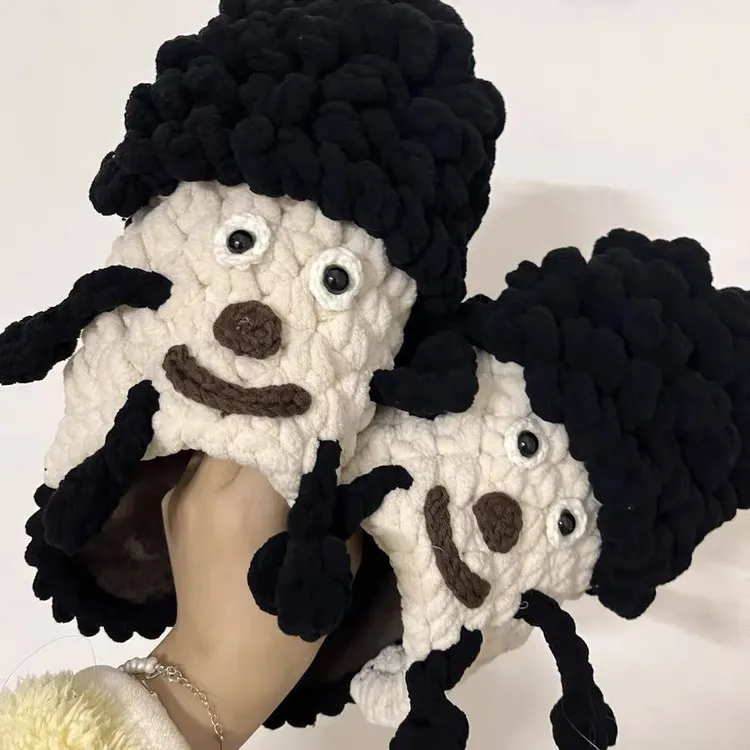 新品云朵鞋底丑丑萌鞋泡面头diy手工编织拖鞋diy自制毛线材料包