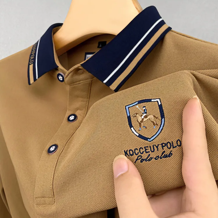 秋冬新款保罗POLO衫男休闲翻领长袖T恤高档男士百搭上衣轻奢男装