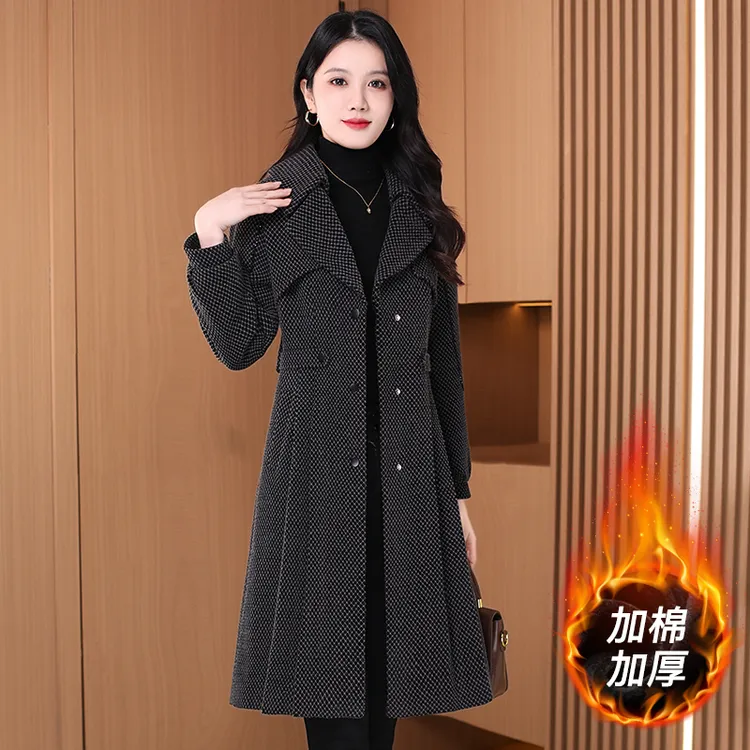 【可蓓儿】嘉兴格纹小香风斗篷毛呢外套2025冬季新款气质高级妈妈装