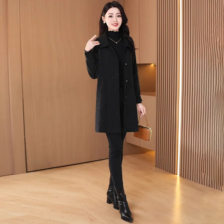 嘉兴小香风洋气毛呢外套女2025新款秋冬季贵夫人中长款爆款呢大衣