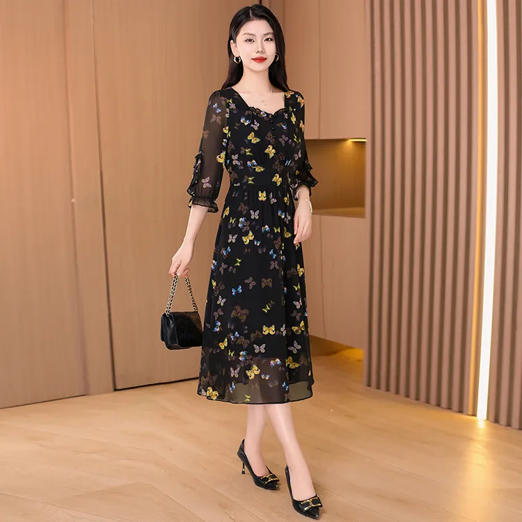【可蓓儿】女款气质服装品牌碎花轻奢高端连衣裙2025新款夏洋妈妈装