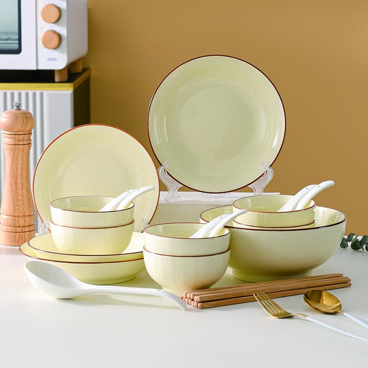 时光24件套陶瓷餐具碗盘套装