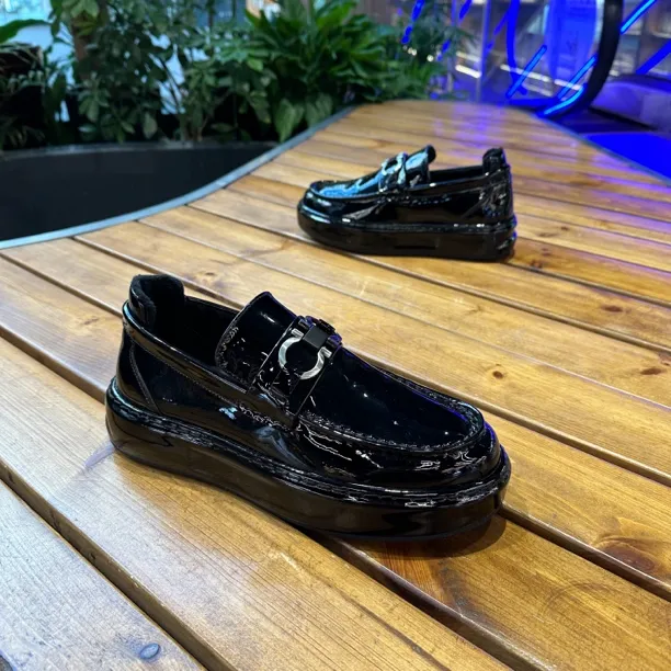 （单棉同款）纯色休闲豆豆鞋乐福鞋潮鞋潮流漆皮商务男鞋黑时尚775