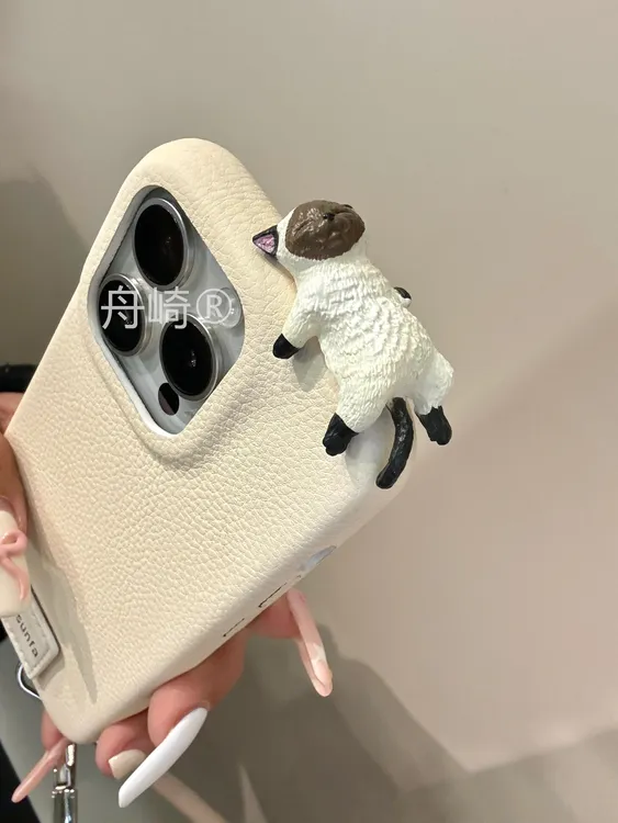立体猫咪仿皮纹适用苹果16手机壳iPhone15Promax女14软13/12/11/X