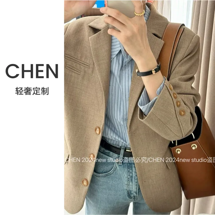 【CHEN】88132小西装外套女春秋新款超好看韩系休闲高级感西服