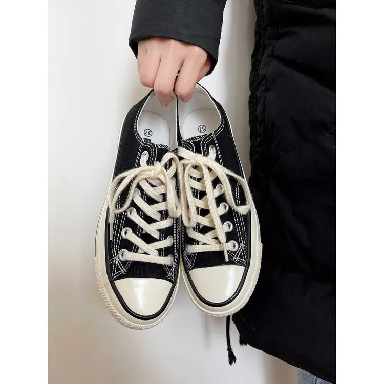黑色低帮2024春季休闲百搭1970常青款学院情侣时尚潮帆布鞋子