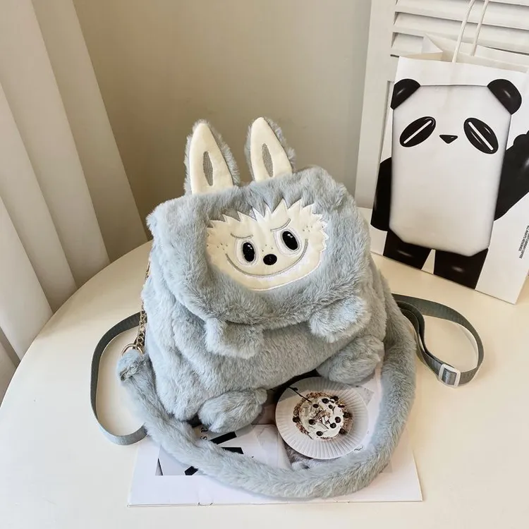 卡通毛绒双肩包大容量斜跨包女童礼品背包包包卡通可爱高颜值礼物